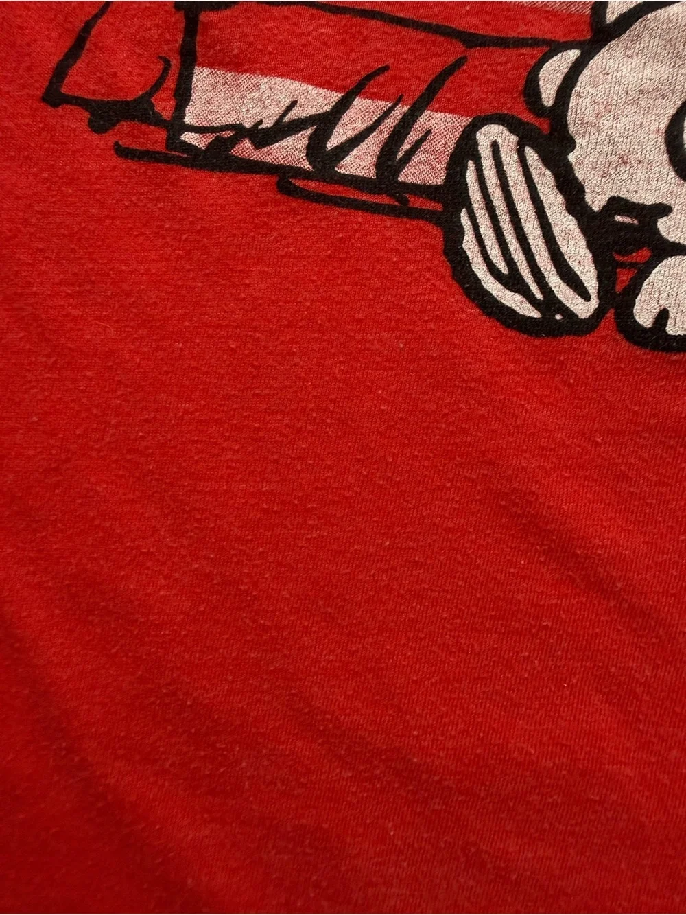 Peanuts Snoopy Woodstock USA Flag Patriotic Ringer Tee Kids Medium 7/8 Red